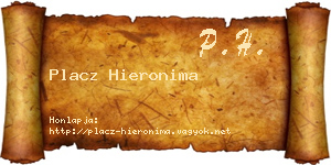 Placz Hieronima névjegykártya